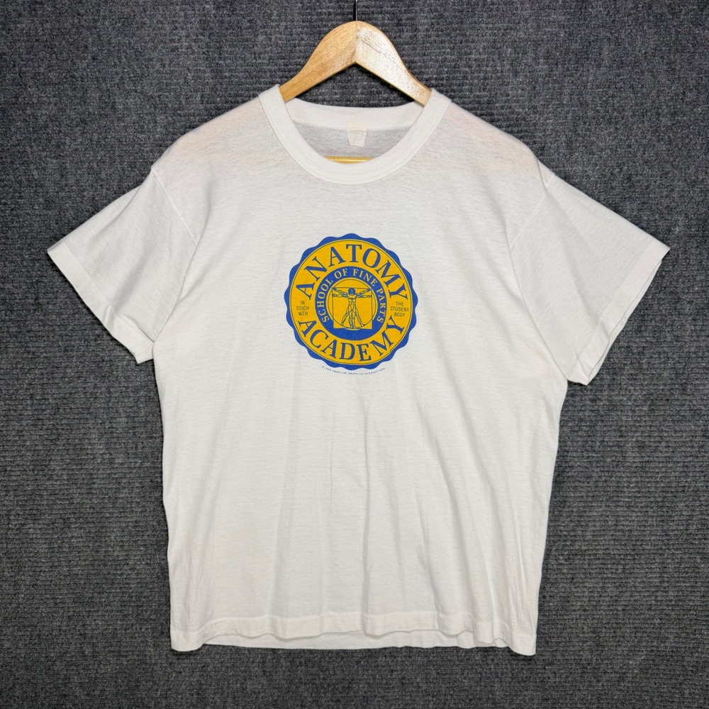 Vintage 1988 Anatomy Academy School of Fine Parts T-Shirt White Large Single St